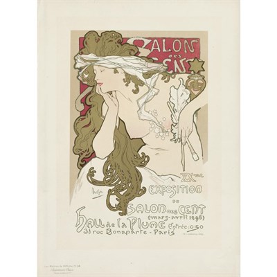Lot 130 - Alphonse Mucha SALON DES CENT Color lithograph,...