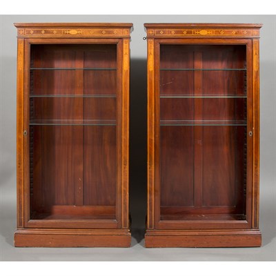 Lot 472 - Pair of Inlaid Mahogany and Satinwood Vitrines...