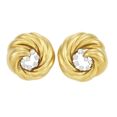 Lot 208 - Pair of Gold and Diamond Earclips, Verdura