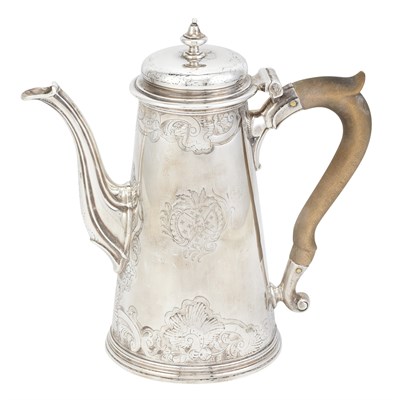 Lot 244 - George II Silver Coffee Pot Ayme Videau,...