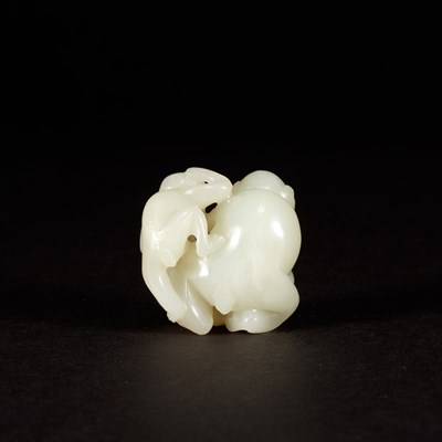 Lot 277 - Chinese Pale Celadon Jade Monkey Group 18th...