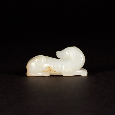 Lot 196 - Chinese White Jade Figure of a Hound 17th/18th...