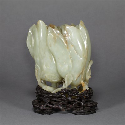 Lot 285 - Chinese Celadon Jade Magnolia Vase 19th...