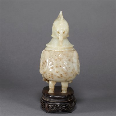 Lot 275 - Chinese Jade Bird-Form Covered Vessel Carved...