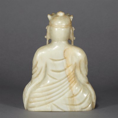 Lot 276 - Chinese Celadon Jade Buddha Carved seated in...