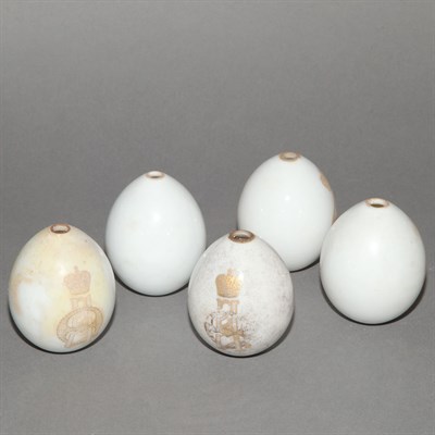 Lot 304 - Group of Five Russian Porcelain Easter Eggs...