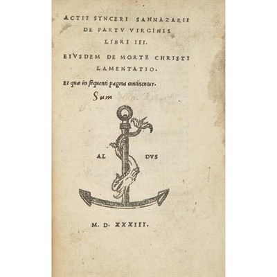 Lot 113 - [ALDINE] SANNAZARO, JACOPO. Actii synceri...