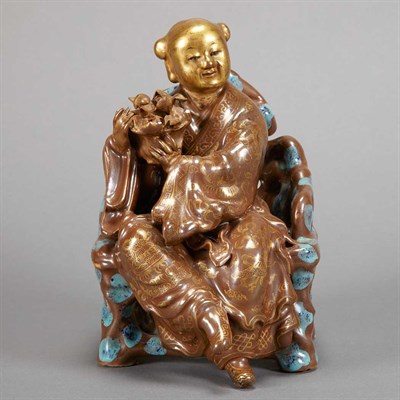 Lot 139 - Chinese Glazed Porcelain Figure of a Boy Early...