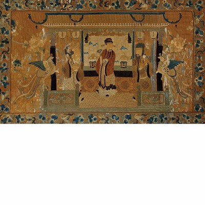 Lot 228 - Chinese Silk Panel 19th Century Depicting the...