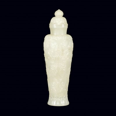 Lot 193 - Pair of Chinese Celadon Jade Covered Vases Of...