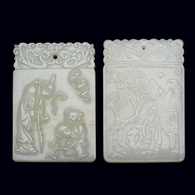 Lot 222 - Two Chinese White Jade Plaques Qing Dynasty Of...