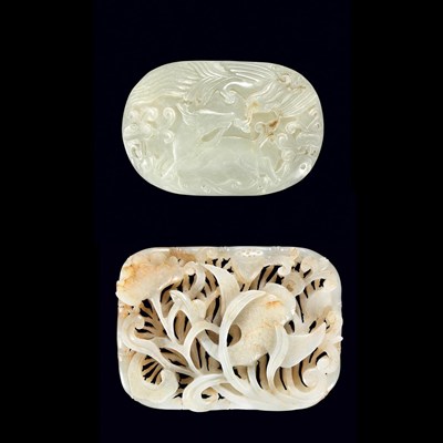 Lot 308 - Two Chinese Celadon Jade Items An oval belt...