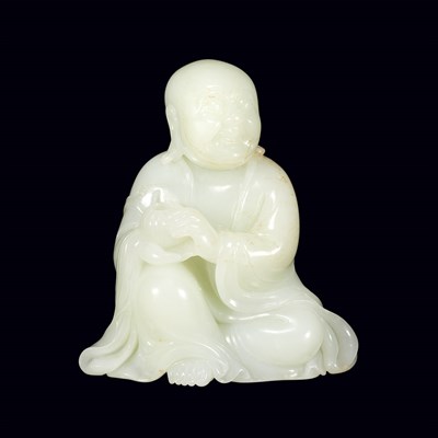 Lot 361A - Chinese Celadon Jade Buddha Seated with one...