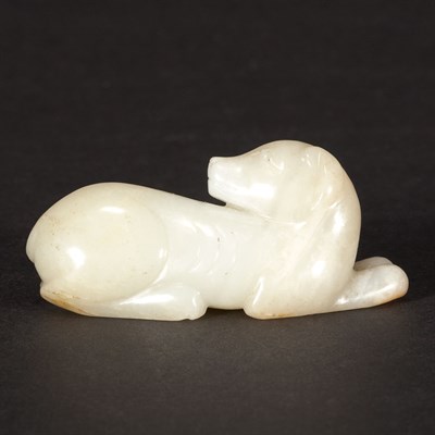 Lot 224 - Two Chinese Jade Hounds Qing Dynasty Both in...