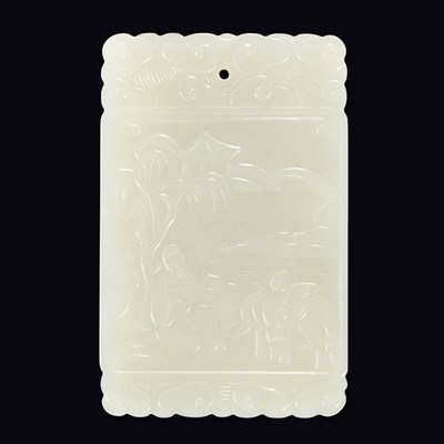 Lot 384 - Two Chinese Celadon Jade Plaques Each of...