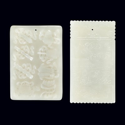 Lot 227 - Two Chinese Pale Celadon Jade Plaques Qing...