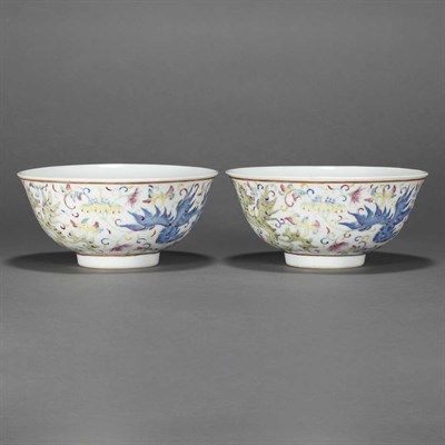 Lot 309 - Pair of Chinese Famille Rose Glazed Porcelain...