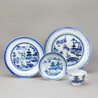 Lot 152 - Group of Canton Blue and White Porcelain...