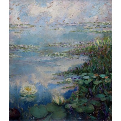 Lot 49 - Manner of Claude Monet Lily Pads Signed...