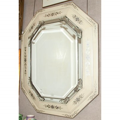 Lot 306 - Venetian Style Silver and Ivory Painted Mirror...