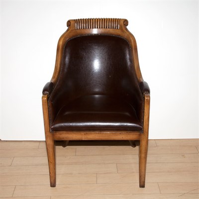 Lot 258 - French Style Leather Upholstered Mahogany Tub...