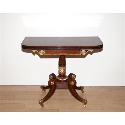 Lot 383 - Regency Style Rosewood Fold-Over Games Table...