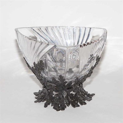 Lot 453 - Metal Mounted Cut-Glass Bowl Height 7 inches.