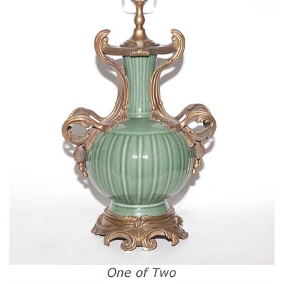 Lot 409 - Pair of Metal Mounted Chinese Porcelain Lamps...
