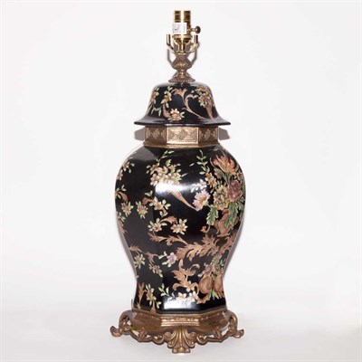 Lot 378 - Chinese Style Porcelain Lamp Height 21 inches.