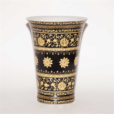 Lot 374 - Chinese Black and Gold Painted Porcelain Vase...
