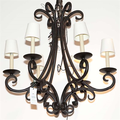 Lot 320 - Painted Iron Six-Light Chandelier Height 30...