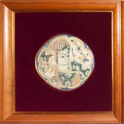 Lot 313 - Framed Persian Safavid Ceramic Tile Fragment...