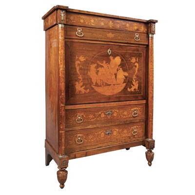 Lot 394 - Continental Neoclassical Marquetry Inlaid...