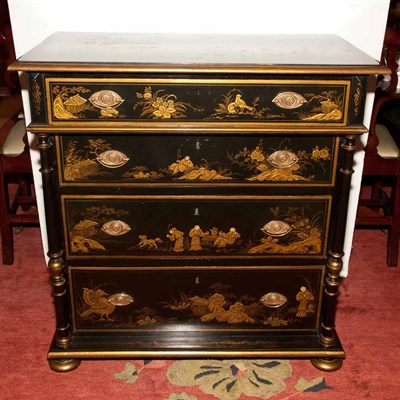Lot 591 - Regency Style Chinoiserie Decorated Black...