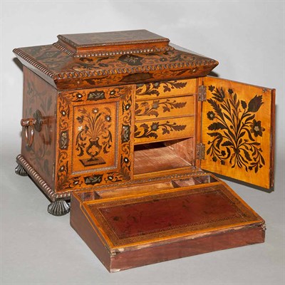 Lot 451 - Colonial Brass, Ebony and Rosewood Inlaid...