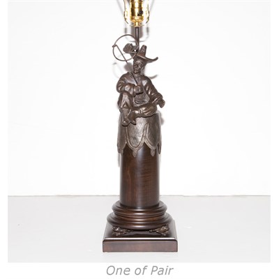 Lot 592 - Pair of Asian Style Patinated-Bronze Figural...