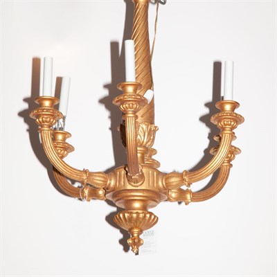 Lot 347 - Louis XVI Style Gilt-Wood Six-Light Chandelier...