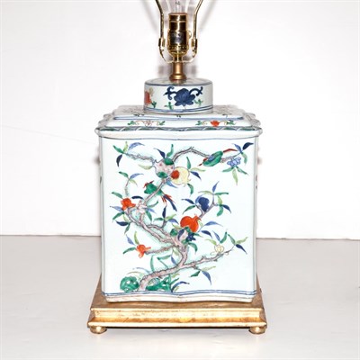 Lot 447 - Chinese Famille Verte Porcelain Lamp With a...