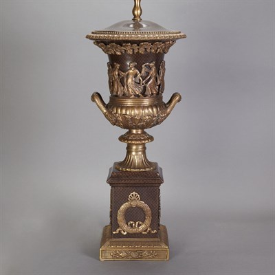 Lot 393 - Empire Style Gilt-Metal Lamp Of urn form,...
