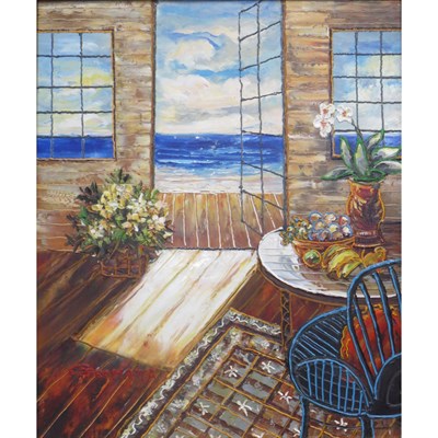 Lot 60 - 20th Century School Interior by a Beach Signed...