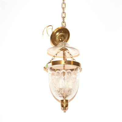 Lot 556 - Neoclassical Style Glass and Brass Hall Light...