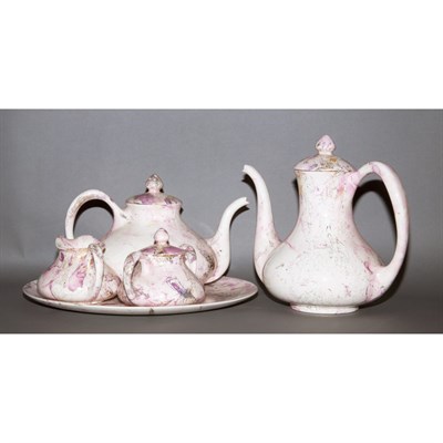 Lot 276 - Marble Glazed Porcelain Five-Piece Tea and...