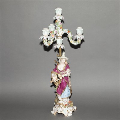 Lot 129 - Meissen Porcelain Figural Four-Light...