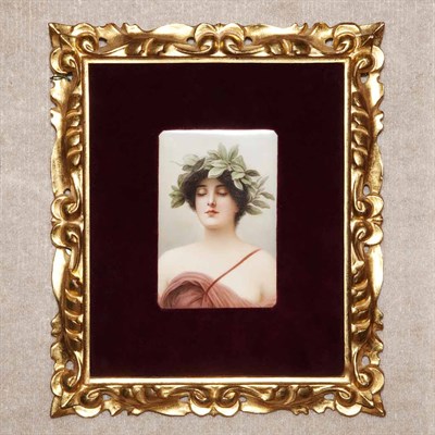 Lot 130 - Framed Continental Painted Porcelain Plaque of...