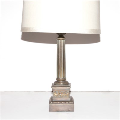 Lot 459 - Empire Style Patinated-Metal Columnar Lamp...
