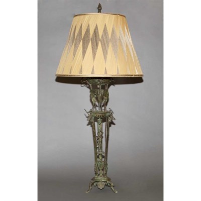 Lot 390 - Patinated-Bronze Lamp After the Antique In the...