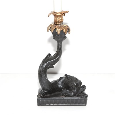 Lot 277 - Neoclassical Style Metal Dolphin-Form Lamp...