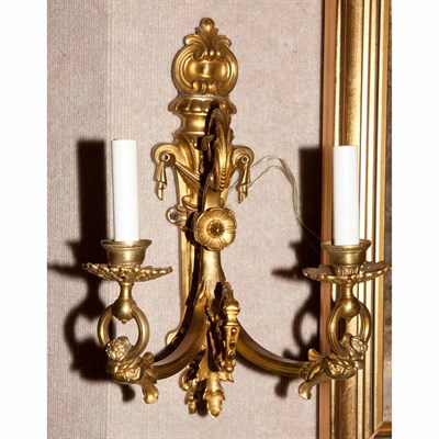 Lot 135 - Pair of Louis XVI Style Gilt-Metal Two-Light...