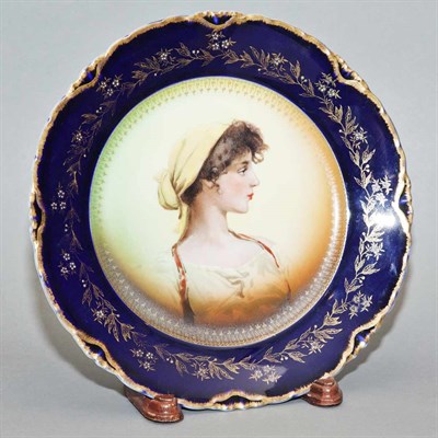 Lot 137 - Dresden Gilt Decorated Porcelain Portrait...