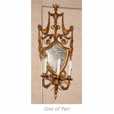 Lot 531 - Pair of Neoclassical Style Gilt-Wood Shield...